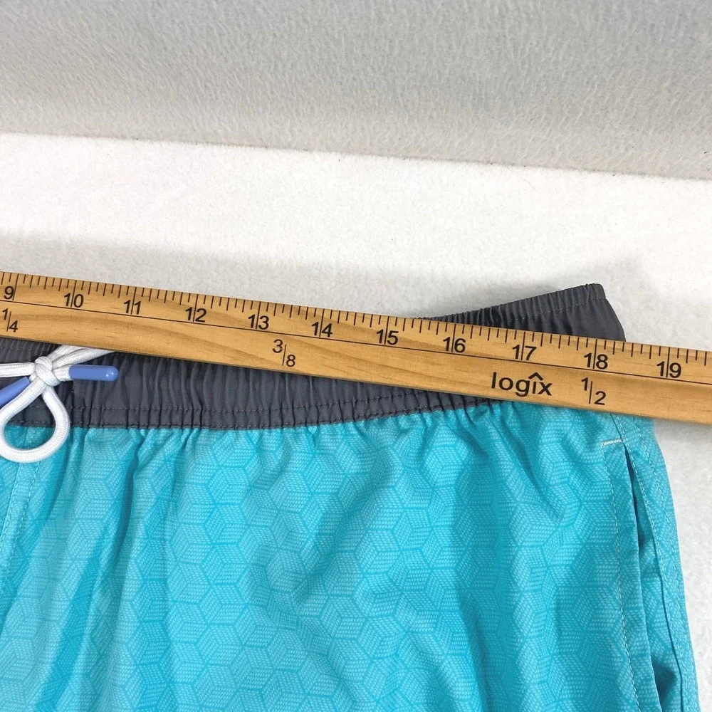 SSCO‎ Swim Shorts Mens 2X Turquoise Geometric Honeycomb 5.5